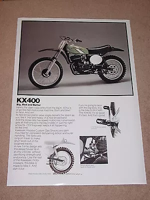 1976 KAWASAKI KX400 VINTAGE MOTORCYCLE AD POSTER PRINT 36x26 9MIL PAPER • $39.95