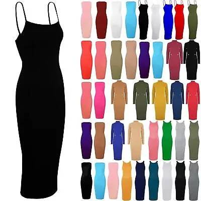 £7.99 • Buy Womens Ladies Strap Cami Sleeveless Bandage Strappy Bodycon Stretchy Midi Dress