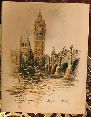 Old Christmas Card By Marjorie C Bates. Big Ben (St Stephen’s Tower). Signed • $12.42