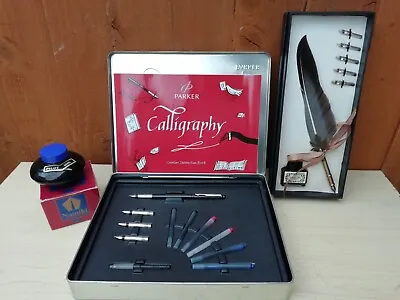 £19.99 • Buy Parker Calligraphy Fountain Pen Set/ Feather & Ink/ Bottle Of Ink 