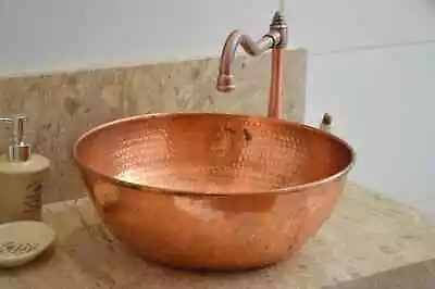 Copper Moroccan Vessel Sink Hammered  Vintage Copper Sink  Red Color Marrakech • $185