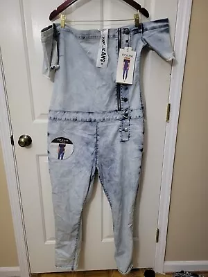 VIP Jeans Jumpsuit. Off The Shoulder. Bleached Look. Sized 2X- 3X • $10