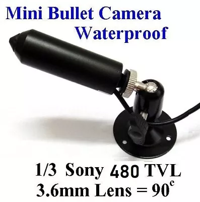 GI-3232 1/3  Sony CCD 3.6mm 480TVL Weatherproof Mini-Bullet Pinhole  BNC Camera • $23.92