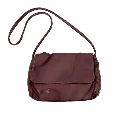 Vintage Made In USA Maroon Leather Crossbody Bag • $33.96