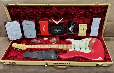 In Store 1956 Fender Stratocaster Masterbuilt Dennis Galuszka Fiesta Red Gold H • $13599