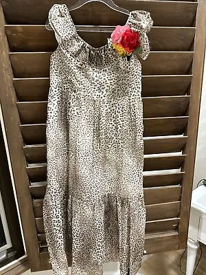 MonnaLisa Leopard Pink Print Kids Dress Size 8Italy • $35