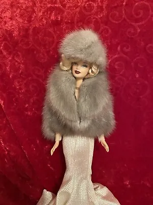 *~* Sale Silver Mink Fur Hat  For Marilyn Monroe Barbie Doll*~* • $19.99