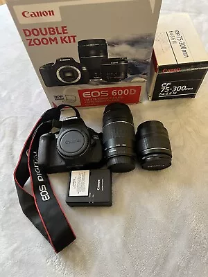 CANON 600D CAMERA EOS  KIT WITH 2 LENSES EF-S 18-55mm EF 75-300mm • £150