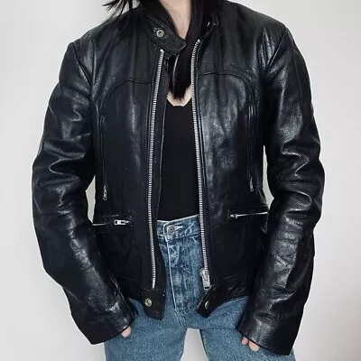 VINTAGE Heavy Duty Leather Biker Jacket • $144.37