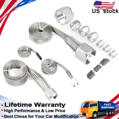$29.69 • Buy Stainless Steel Braided Hose Cover Caps Sleeving Engine Vacuum Heater Fuel Line