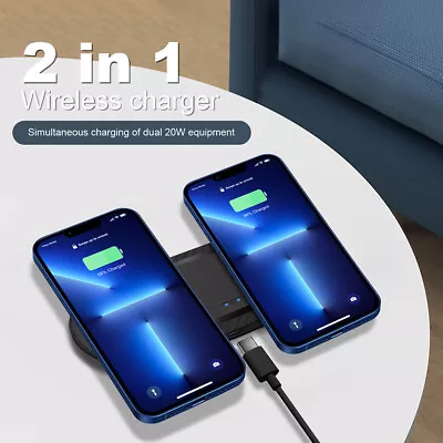 Dual 20W Wireless Charger Pad 2in1 Charging Mat For Samsung S23 S22 IPhone 15 14 • $22.98