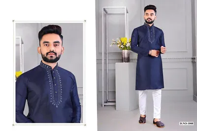 New Men Kurta Pajama  Indian Wedding Festive Wear Ships From USA • $30