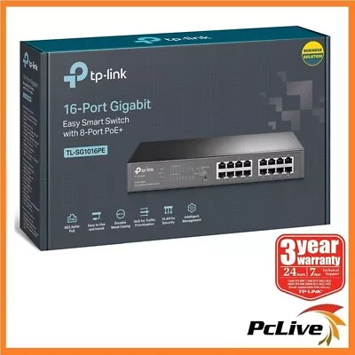 TP-Link TL-SG1016PE V5.2 16-Port Gigabit Easy Smart POE Switch With 8-Port PoE+ • $204.90