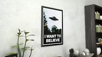 The X-Files I Want To Believe UFO Framed Canvas Giclee Vintage TV Series Poster • $25