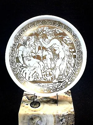 Fornasetti Mitologia Coaster Milano Italy 4  Bonwit Teller Ceramic Gold White #3 • $42