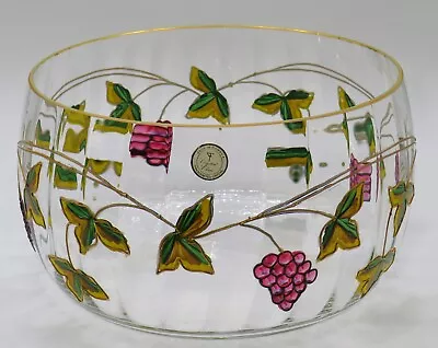 Crystal Clear Romanian Handcrafted Bowl  Grape Vine  With Gold Trim & Highlights • $29.50