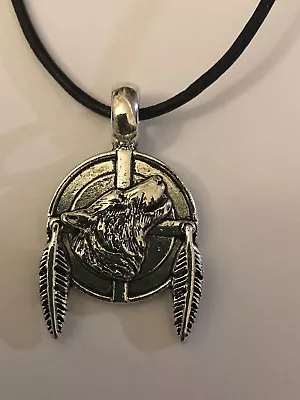 ❤️ BOYS MENS HOWLING WOLF LEATHER NECKLACE PENDANT Gothic Punk Jewellery  • £4.50