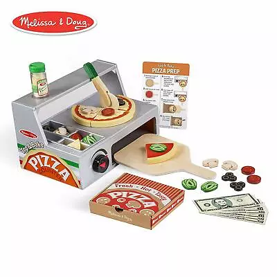 Melissa And Doug Top And Bake Wooden Pizza Counter Play Food Set Pretend Play • $54.99