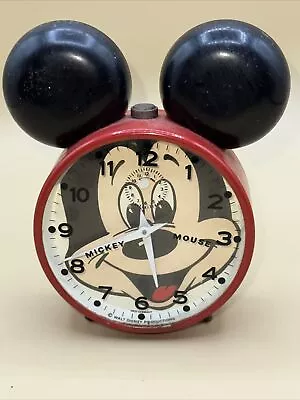 VTG 1960s MICKEY MOUSE WIND UP STEEL ALARM CLOCK GERMANY WORKS WALT DISNEY PROD • $29.20