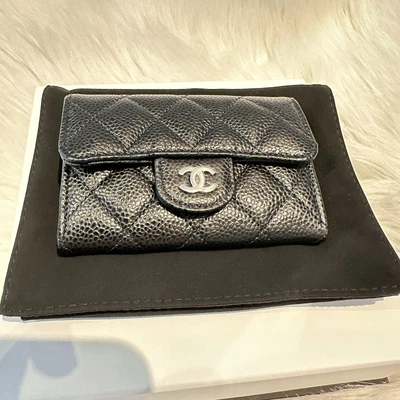 $800 • Buy Chanel Flap Wallet Card Holder 2023 Black Caviar Silver Hardware Brand New
