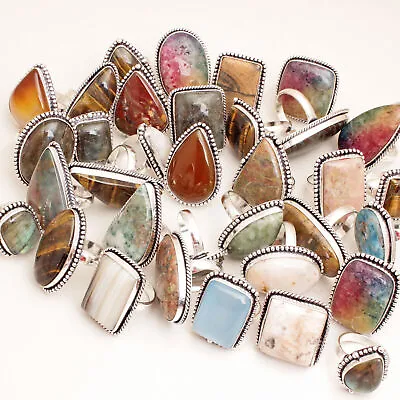 Labradorite & Mix Gemstone Wholesale Bulk Lot 925 Sterling Silver Plated Rings • $29.99