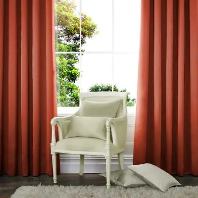 Spice Terracotta 100% Cotton CanvasTab Top Curtains • £1.99