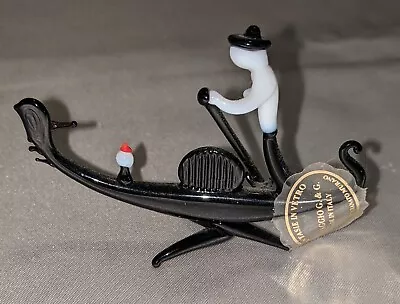 Vintage Murano Glass Venetian Gondola W/ Gondolier Figurine 2.75  Made In Italy • $9.99