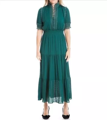 Emerald Green Polka Dot And Lace Maxi Dress By Max Studio • $35