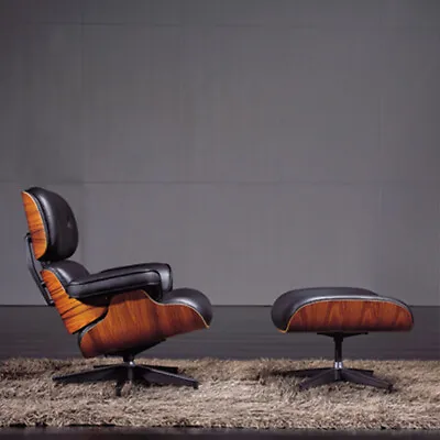 Mid-century Eames Lounge Chair Set Italy Genuine Leather Leisure Sofa Armchairs • $1399.99