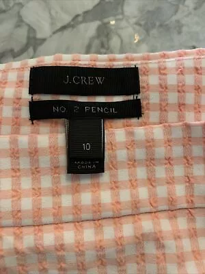 J. Crew NO. 2 Pencil Skirt Gingham Seersucker Briliant Peony J4026 Sz 12 Pink • $24