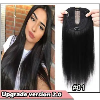 Mono Silk Base 100% Remy Human Hair Topper Clip In Top Hairpiece Wig Women Thick • $77.86