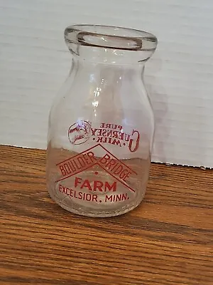 Boulder Bridge Farm 3/4 Cup Mini Creamer Bottle Excelsior Minn MN Milk • $23.99