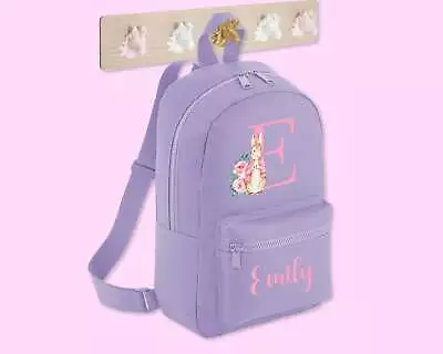 Personalised Backpack Baby Toddler Lilac Pink Rabbit Rucksack Girls Gift • £15.95