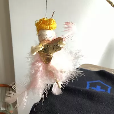 Vintage Spun Cotton Pink Feathers Angel Feather Tree Christmas Ornament Japan • $4.99