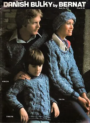 Danish Bulky By Bernat VTG Knitting Pattern Book 216 • $4