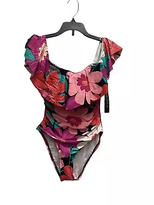 La Blanca Women's Standard Off Shoulder Ruffle Swimsuit Full Bloom Size10 • $25