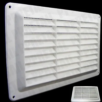 Double Brick AIR VENT LOUVRED & FLY SCREEN 9 X6  White Ventilation Grille Cover • £6