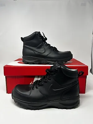 Brand New Nike Manoa Leather Boots Triple Black 454350-003 Men's US Sizes 8-14 • $99.99