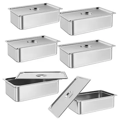 6 Pack Deep Stainless Steel Steam Table Pans Hotel Food Prep Pan Full-Size • $124.99