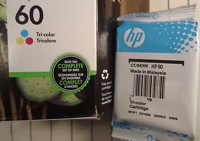 HP 60 Genuine Ink Cartridge CC643W Tri-Color For Deskjet D1660 D2530 EXP 4/2024 • $14.99