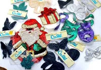 $50 • Buy Vintage Sequin Lot Of Appliques Santa Claus Butterfly Christmas Comedy & Tragedy