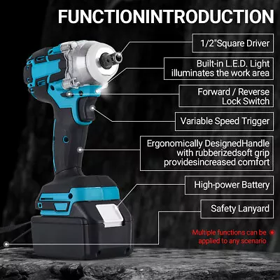 1/2'' Cordless Electric Impact Wrench Gun W/ 2x Li-ion Battery High Power Driver • $58.99