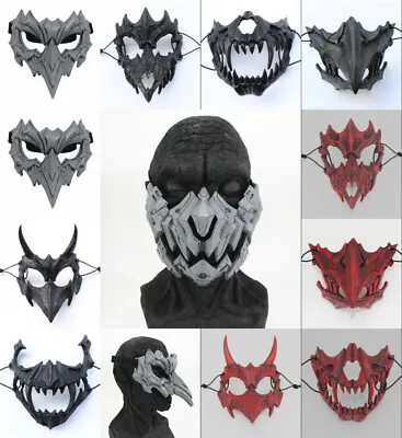 Demon Samurai Kabuki Oni Ninja Tengu Dragon Yaksa Tiger Resin Mask Black Cosplay • $17.10