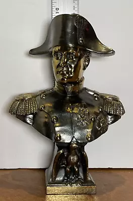 Vintage Metal Bust Statue Emperor Napolean Bonaparte 9.5x6.5 Inch Figurine • £192.72