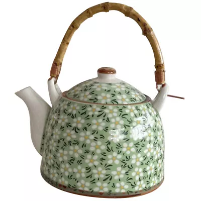 Japanese Style Ceramic Teapot With Rattan Handle And Infuser-RS • £28.55