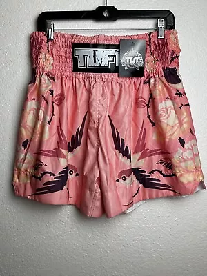 TUFF Muay Thai Boxing Shorts Retro Style Pink Birds With Roses Size XL • $35