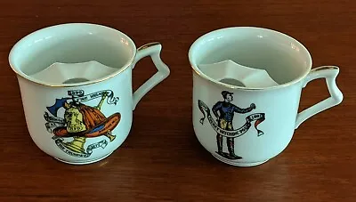 Pair Of Lefton China Porcelain Shaving Mug Mustache Cups Jockey & Fireman KW4500 • $25