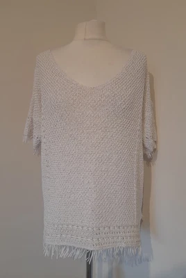 £8 • Buy Next Cream Knit Crochet Tunic Top Fringe Hem Boho UK 14
