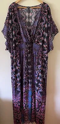 CITY CHIC - Size XXL Or 24 Purple & Black Crossover Neckline Kaftan Maxi Dress • $35