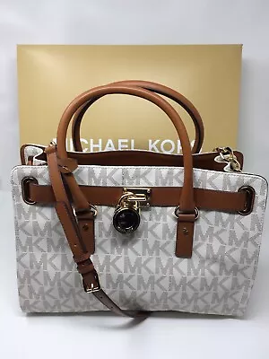 Michael Kors Hamilton Traveler Large East West Satchel Leather. Vanilla • $250